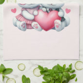 Cute Bunnies Sharing a Heart Theedoek (Gevouwen)