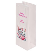 Cute Bunnies Sharing a Heart Valentine's Day Wijn Cadeautas (Voorkant Gekanteld)