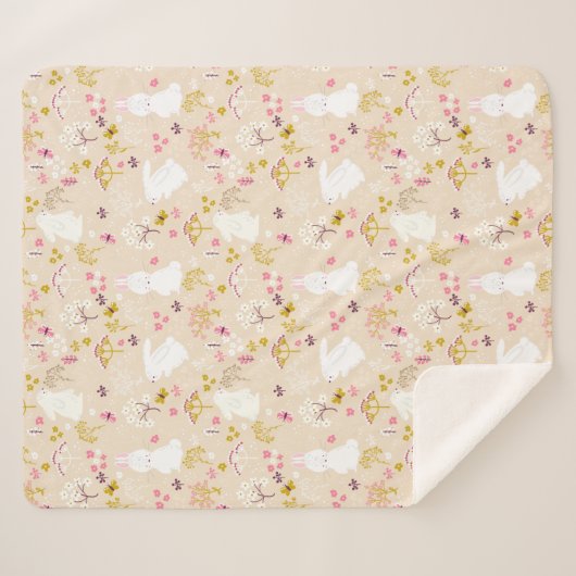 Cute Bunnies Sherpa Deken (Voorkant (horizontaal))