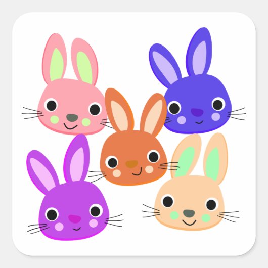 Cute Bunnies Vierkante Sticker (Voorkant)