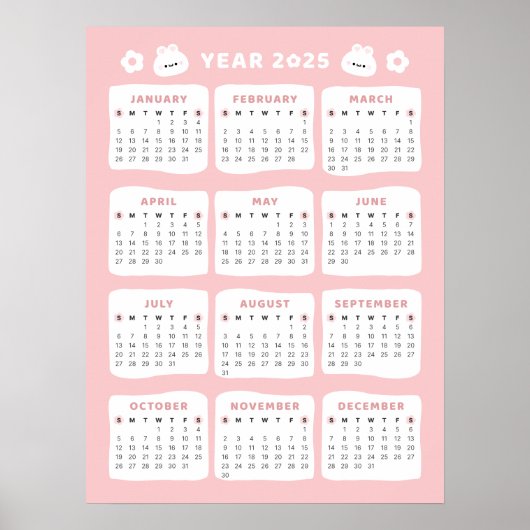 Cute Bunny 2025 Agenda Poster (Voorkant)