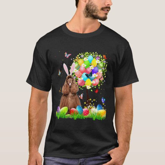 Cute Bunny American Cocker Spaniel Easter Eggs Tre T-shirt (Voorkant)