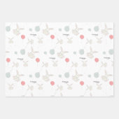 Cute Bunny and Balloons Personalized Inpakpapier Vel (Voorkant 3)