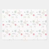 Cute Bunny and Balloons Personalized Inpakpapier Vel (Voorkant 2)