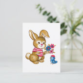 Cute Bunny and Bluebird Briefkaart (Staand voorkant)