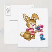 Cute Bunny and Bluebird Briefkaart (Voorkant / Achterkant)