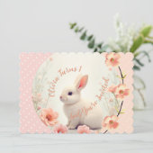 Cute Bunny And Floral Kaart (Staand voorkant)