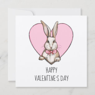 Cute Bunny and Heart Personalized Valentijnsdag Kaart