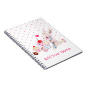 Cute bunny and kawaii cupcakes - Gepersonaliseerd Notitieboek (Rechterzijde)