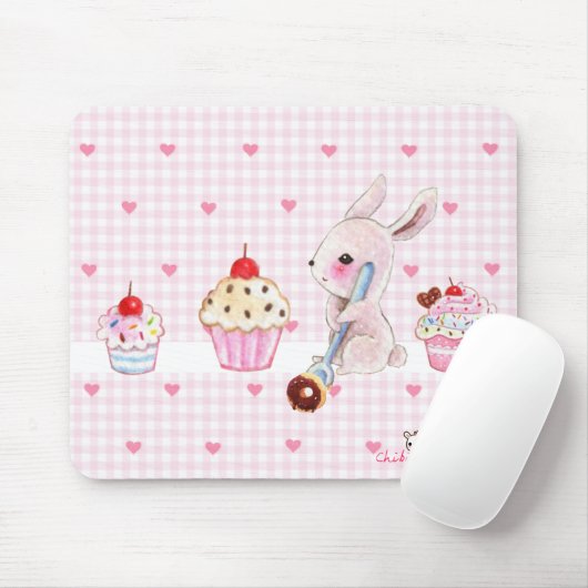 Cute bunny and kawaii cupcakes muismat (Met muis)