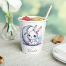 cute bunny and silver moon paper cups papieren bekers