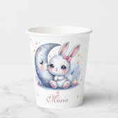 cute bunny and silver moon  paper cups papieren bekers (Achterkant)