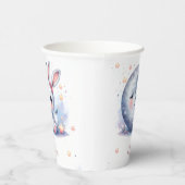 cute bunny and silver moon  paper cups papieren bekers (Rechts)
