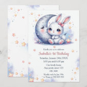 cute bunny and the crescent moon birthday kaart (Voorkant / Achterkant)