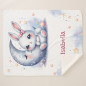 cute bunny and the crescent moon  sherpa deken (Voorkant (horizontaal))