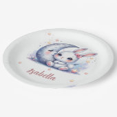 cute bunny and the moon birthday papieren bordje (Gekanteld)