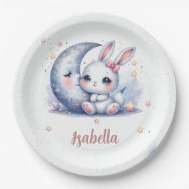 cute bunny and the moon birthday papieren bordje