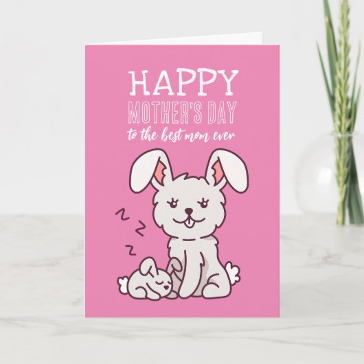 Cute Bunny Animal Cartoon Happy Moederdag Kaart (Voorkant)