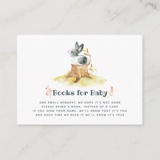 Cute Bunny Autumn - Herfst Baby shower Book Reques Informatiekaartje (Voorkant)