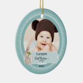 Cute Bunny Baby Foto voor eerste kerstdag Keramisch Ornament (Rechts)
