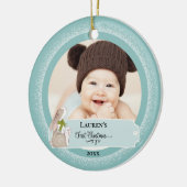 Cute Bunny Baby Foto voor eerste kerstdag Keramisch Ornament (Links)