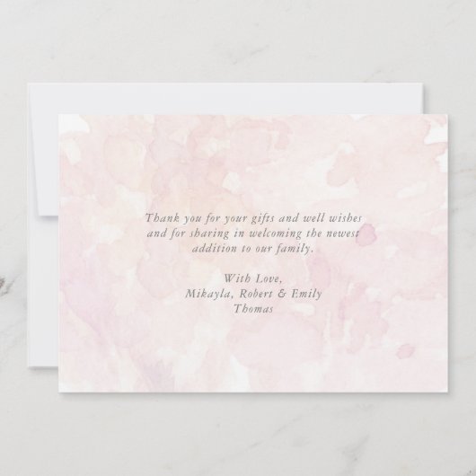 Cute Bunny Baby Girl Aankondiging Dank je (Achterkant)