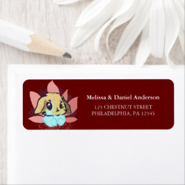 Cute Bunny Baby shower Burgundy Etiket