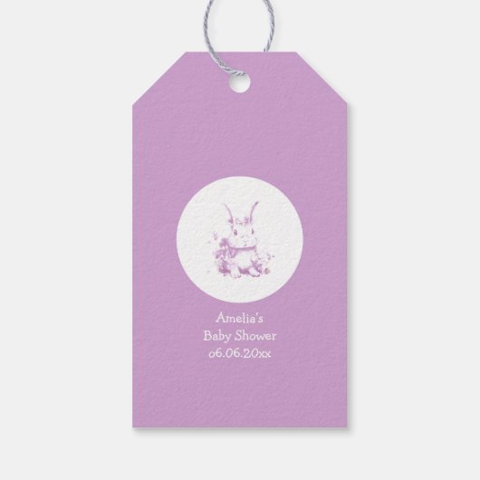 Cute Bunny Baby Shower Cadeaulabel (Achterkant)
