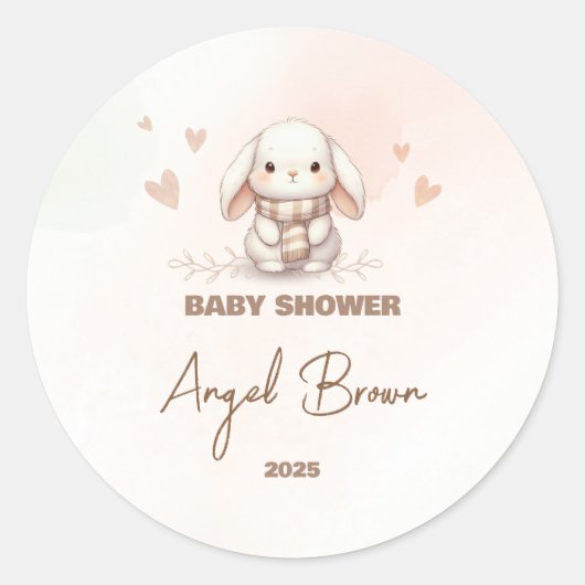Cute Bunny Baby Shower Favor Sticker (Voorkant)