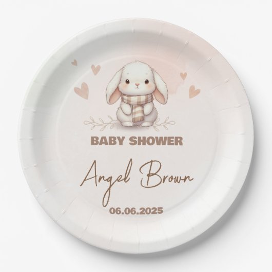 Cute Bunny Baby Shower Favor Sticker Papieren Bordje (Voorkant)