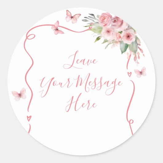 Cute Bunny Baby Shower Girl Leave Your Message Ronde Sticker (Voorkant)