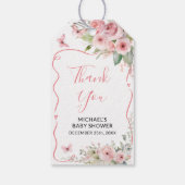 Cute Bunny Baby Shower Girl Pink Floral Cadeaulabel (Achterkant)