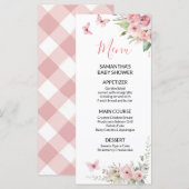 Cute Bunny Baby Shower Girl Pink Floral Menu (Voorkant / Achterkant)