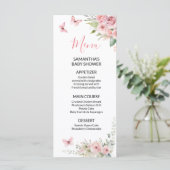 Cute Bunny Baby Shower Girl Pink Floral Menu (Staand voorkant)