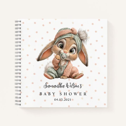Cute Bunny Baby Shower Guest Book Notitieboek (Voorkant)