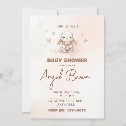 Cute bunny baby shower invitation feestdagenkaart (Voorkant)