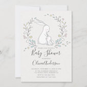 Cute Bunny Baby shower Invitation Kaart (Voorkant)