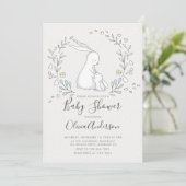 Cute Bunny Baby shower Invitation Kaart (Staand voorkant)