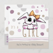 Cute Bunny Baby shower Invitation Kaart (Voorkant / Achterkant)