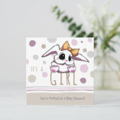 Cute Bunny Baby shower Invitation Kaart (Staand voorkant)