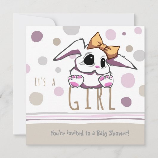 Cute Bunny Baby shower Invitation Kaart (Voorkant)
