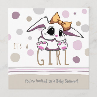 Cute Bunny Baby shower Invitation Kaart