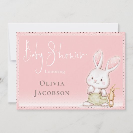 Cute Bunny Baby shower Kaart (Voorkant)