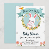 Cute Bunny Baby shower Kaart (Voorkant / Achterkant)