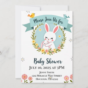 Cute Bunny Baby shower Kaart