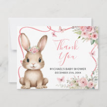 Cute Bunny Baby Shower Meisje Roze Bloemen