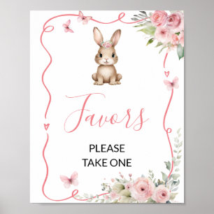 Cute Bunny Baby Shower Meisjes Favors Poster