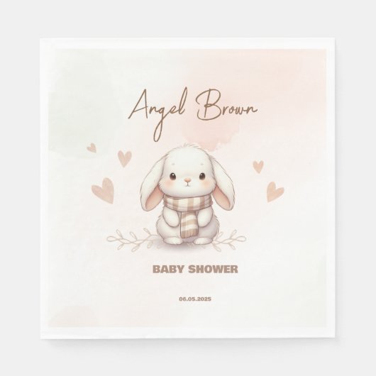 Cute Bunny Baby Shower napkin Servet (Voorkant)