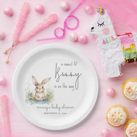 Cute Bunny Baby shower Papieren Bordje (Feest)