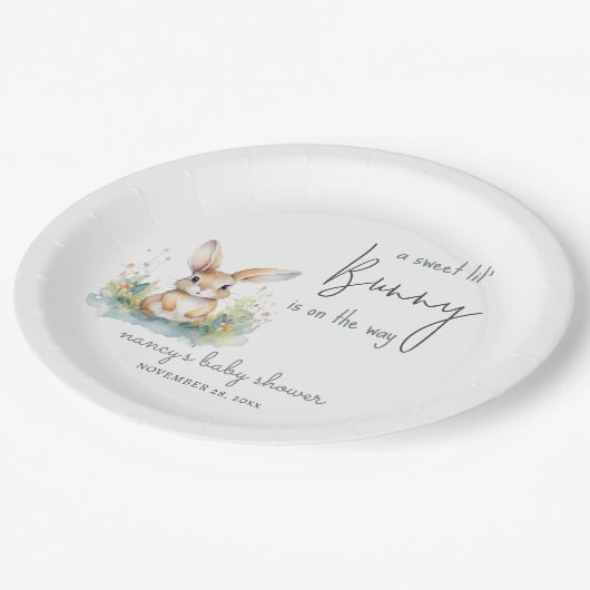 Cute Bunny Baby shower Papieren Bordje (Gekanteld)